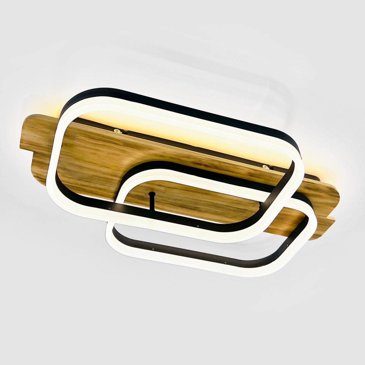 Светодиодная Led люстра до 18 м² с пультом и деревянной основой WOODY 95W-2SQ