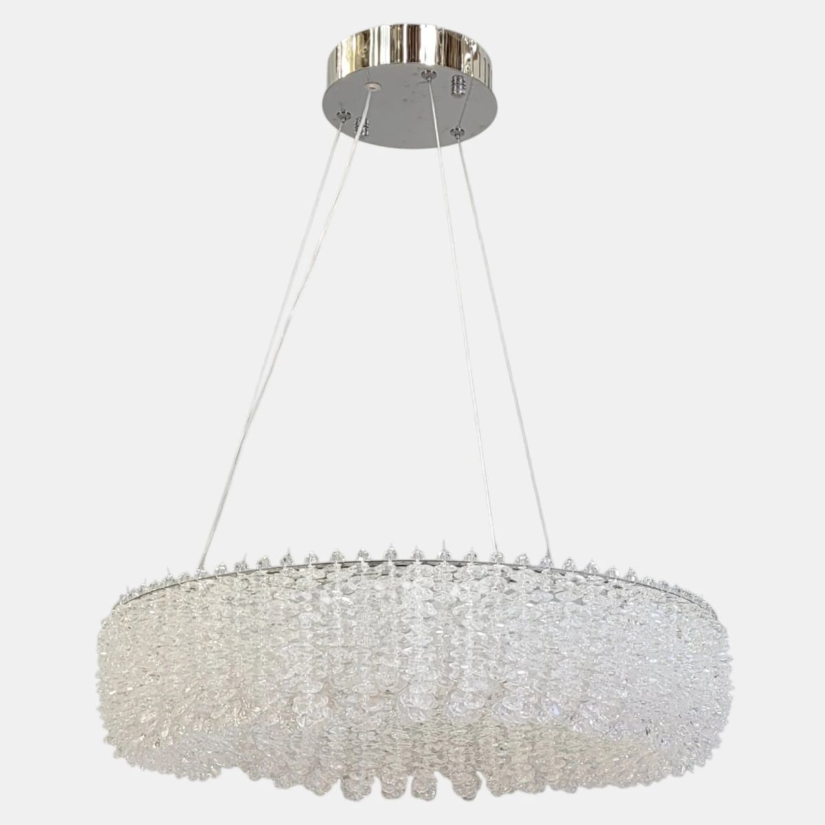 Підвісна кришталева Led  люстра кругла 50 см в срібному  корпусі (505/500CH)