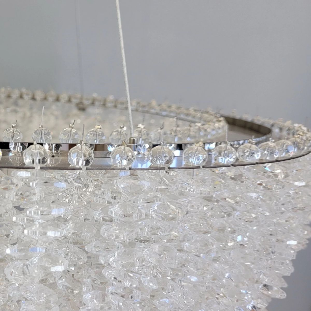 Підвісна кришталева Led  люстра кругла 50 см в срібному  корпусі (505/500CH)