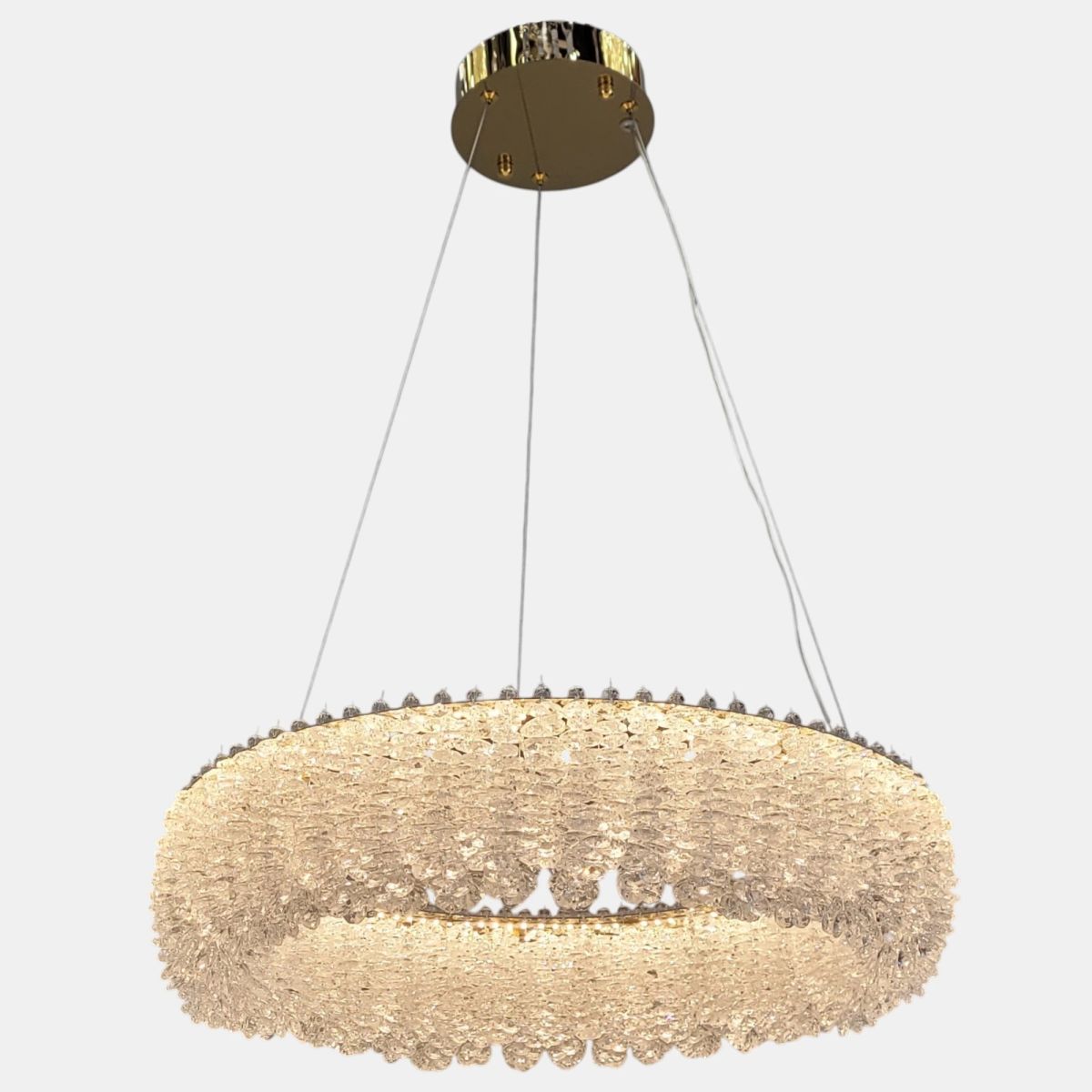 Підвісна кришталева Led  люстра кругла 50 см в золотому  корпусі (505/500GD)