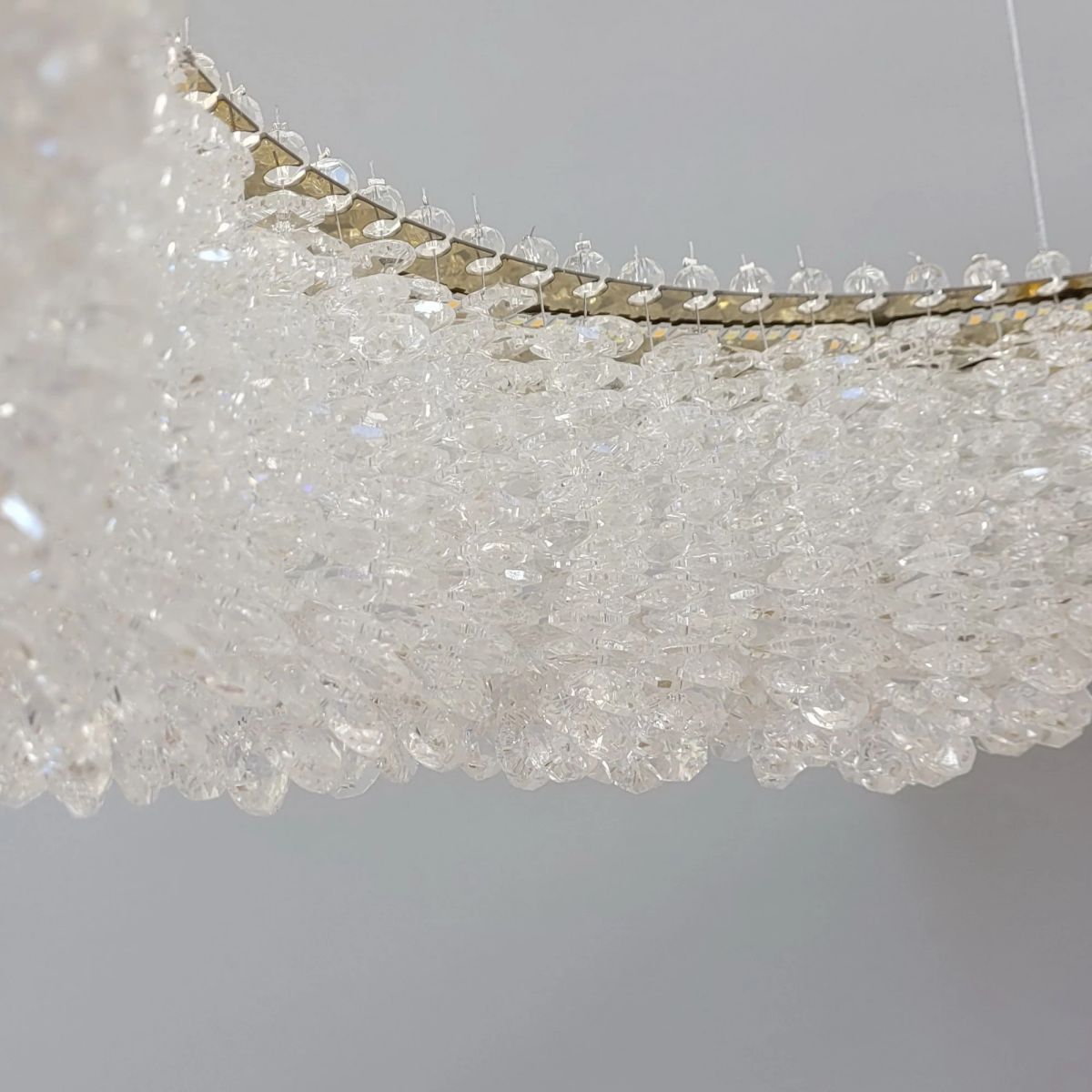 Підвісна кришталева Led  люстра кругла 50 см в золотому  корпусі (505/500GD)