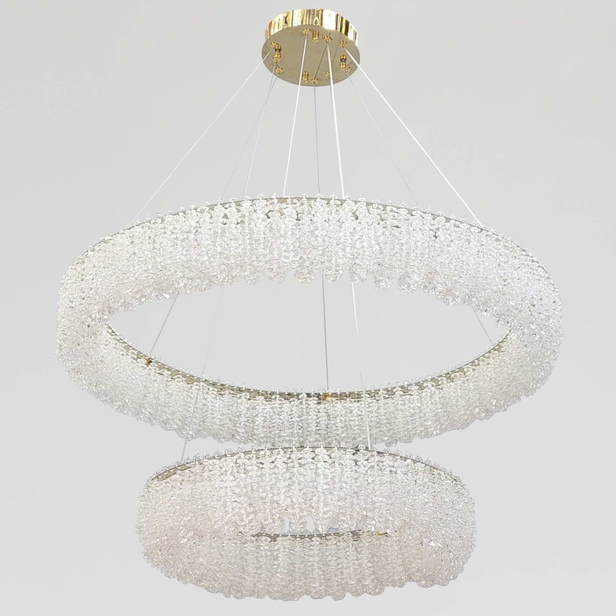 Люстра кільцева LED 81 см, колір Золото, 2 яруси кришталю «Oro Splendore» (505/800+500GD)