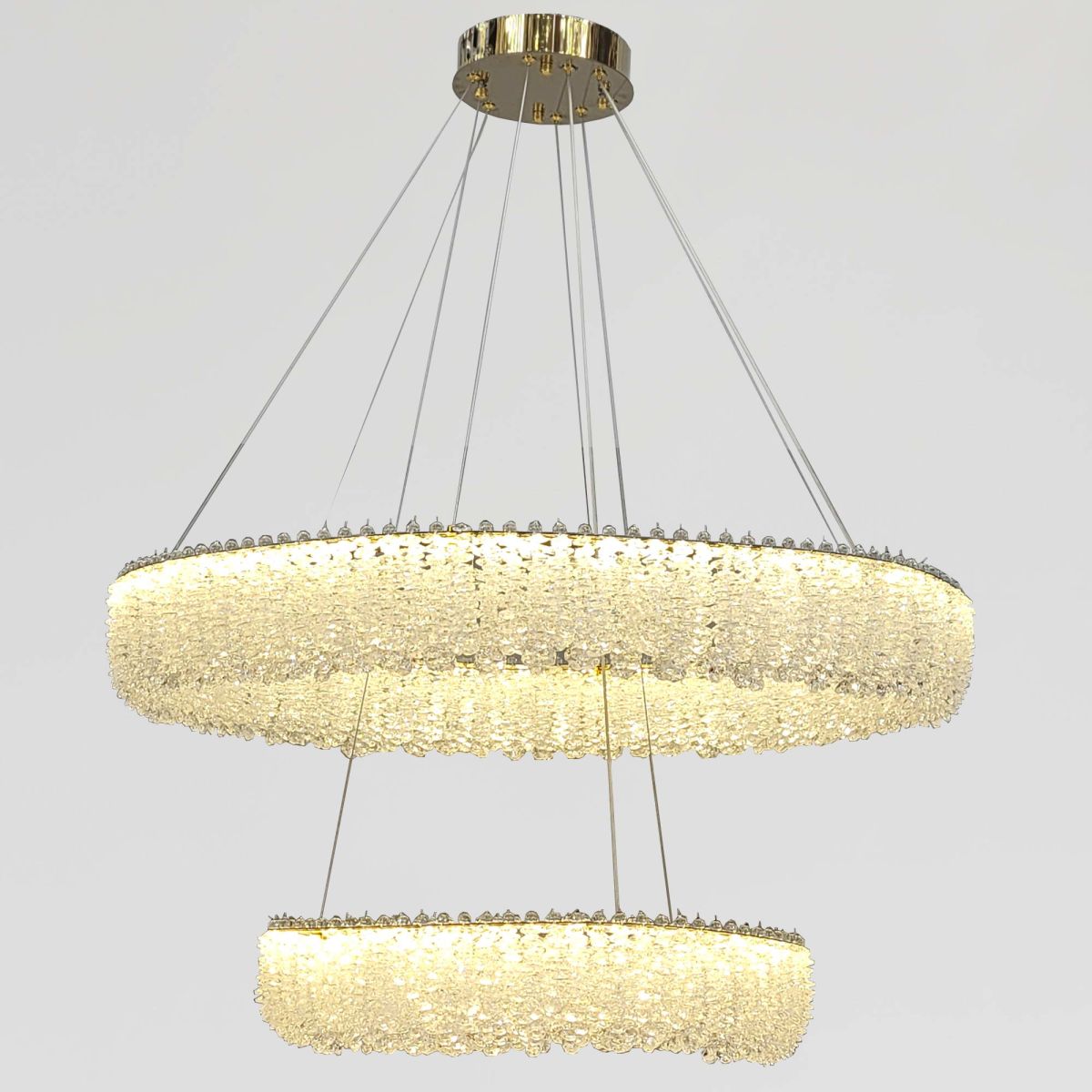 Люстра кільцева LED 81 см, колір Золото, 2 яруси кришталю «Oro Splendore» (505/800+500GD)