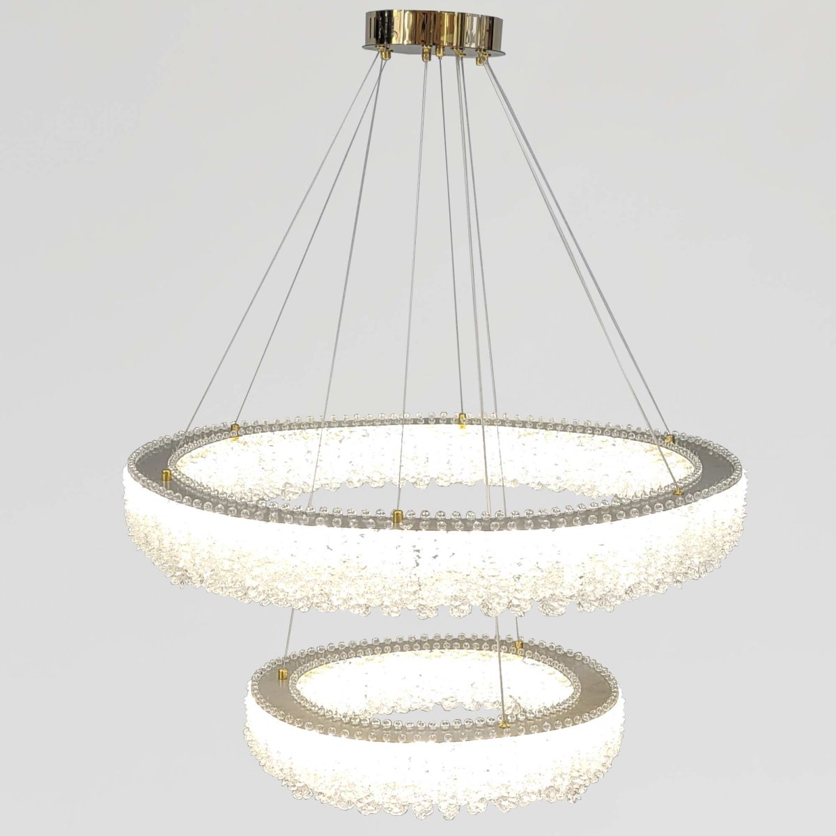 Люстра кільцева LED 81 см, колір Золото, 2 яруси кришталю «Oro Splendore» (505/800+500GD)