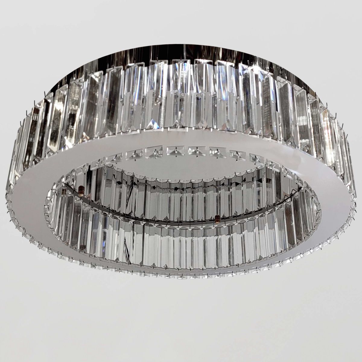 Кришталева стельова LED люстра до 18м² кругле срібло  50 см   Crystal Halo Chrome  (510578/50CH)