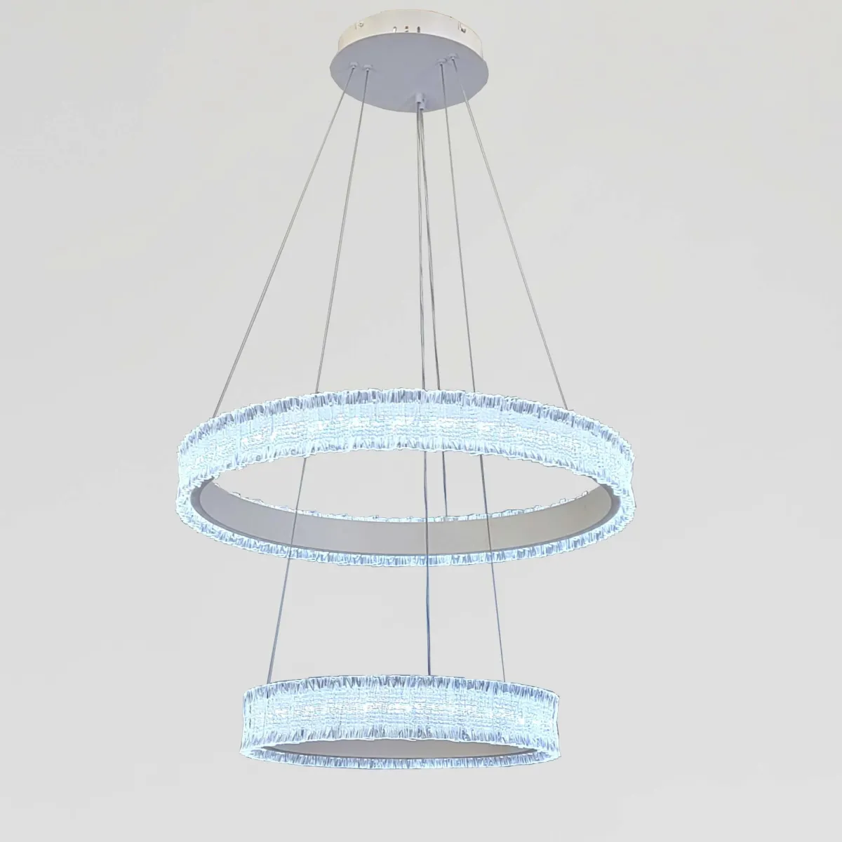 Підвісна LED-люстра до 20 м² біла два кільця 55W  (WG5127/60+40WH)