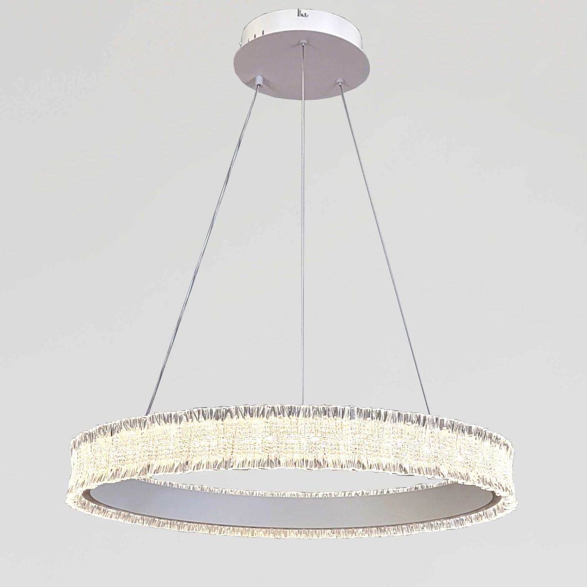 Люстра кільцева LED 60 см, біла, кришталевий ефект (WG5127/60WH)