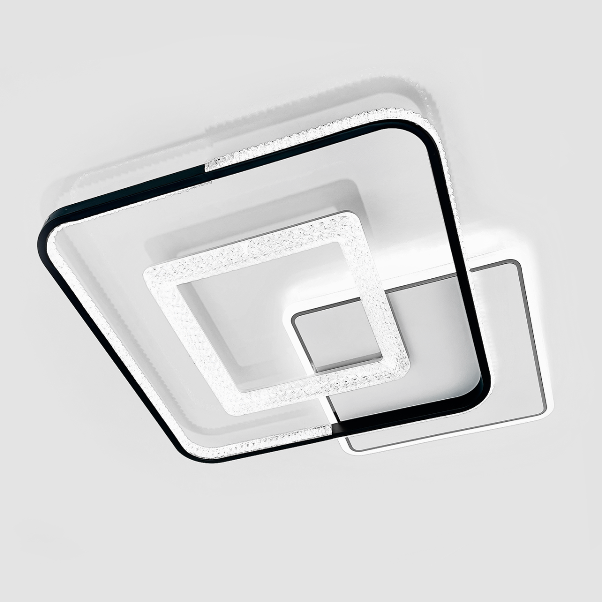 Велика світлодіодна Led люстра 126W до 25 м² з пультом (SC-8824-700*590*60 WH+BK)