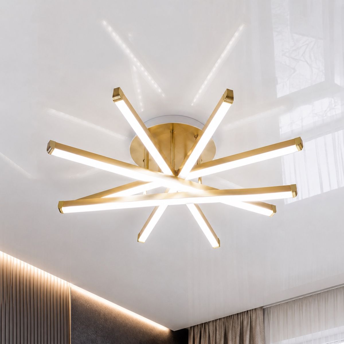 Сучасна Led люстра до 18 м² золотого кольору (W168/5GD)