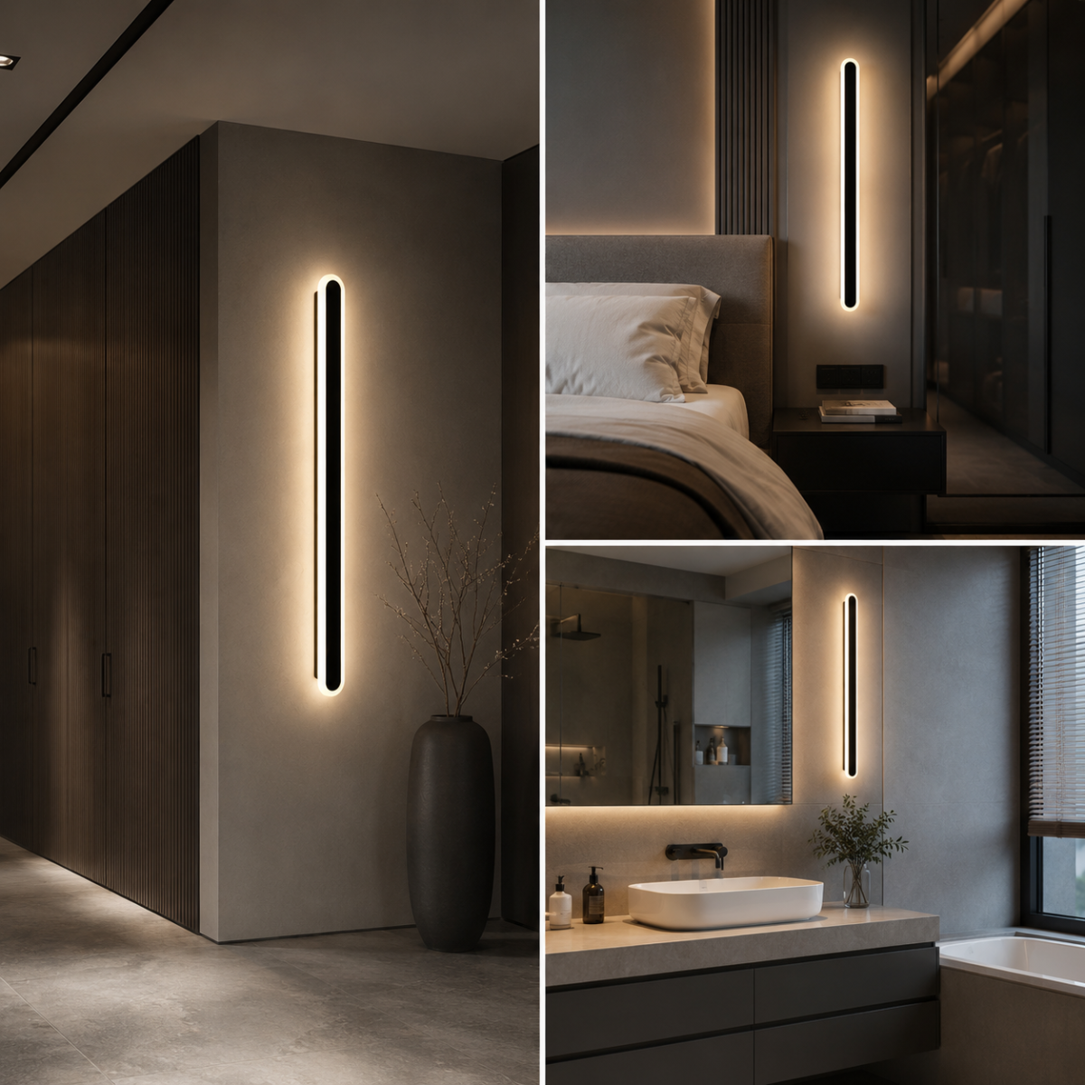 Довге лінійне настінне Led бра 80 смчорного кольору  20W Minimalism Line Black (6334/80BK)