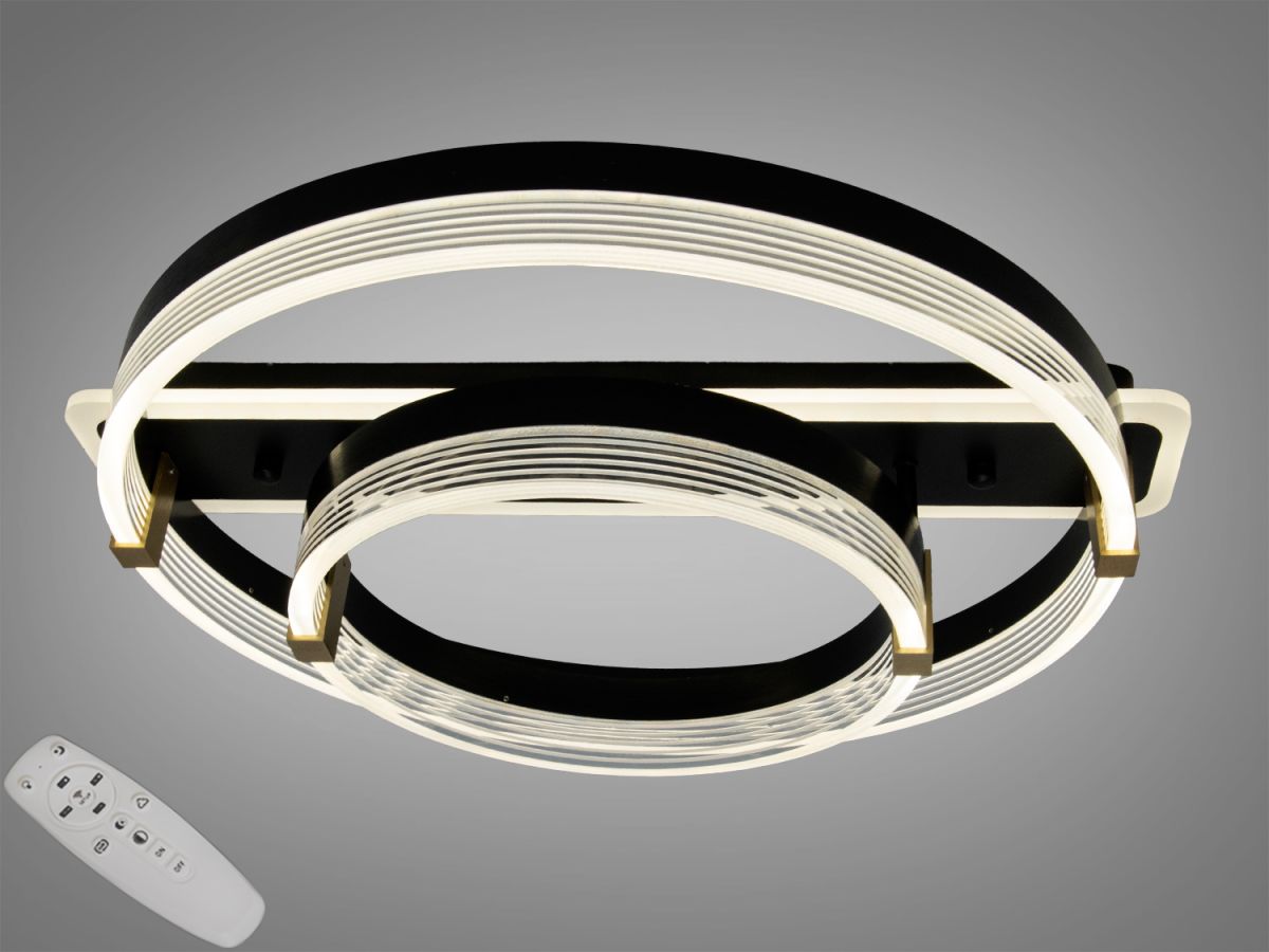 Світлодіодна Led люстра до 18м² сучасний дизайн чорний корпус Orbital Double Black