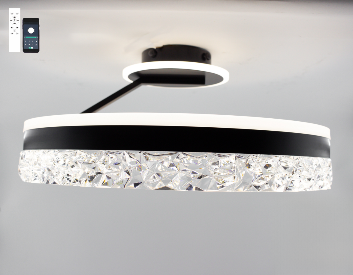Led люстра до до 20м² круглая черный корпус 90W (STELLA С ICE 2R BLACK/WHITE)