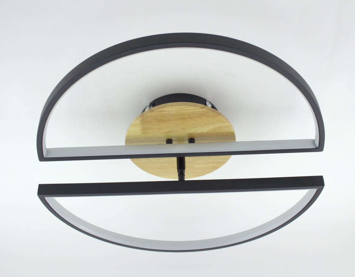 Led люстра до 15 м² с пультом управления  WOODY 75W BLACK/WOOD