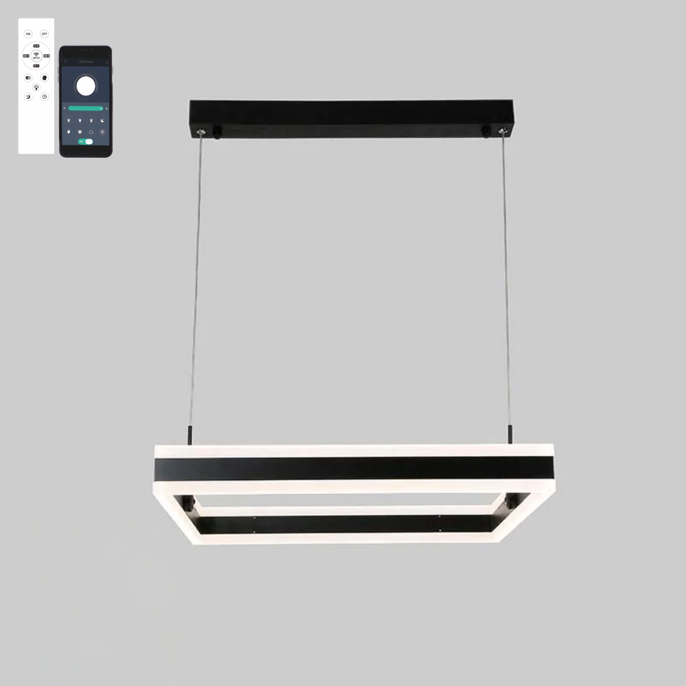 Подвесная Led квадратной формы 50*50 см для большой комнаты STELLA-100W-S-BLACK/WHITE