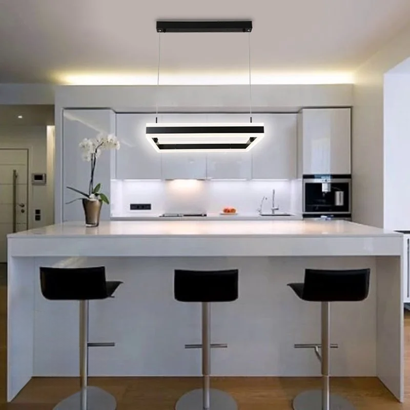 Подвесная Led квадратной формы 50*50 см для большой комнаты STELLA-100W-S-BLACK/WHITE