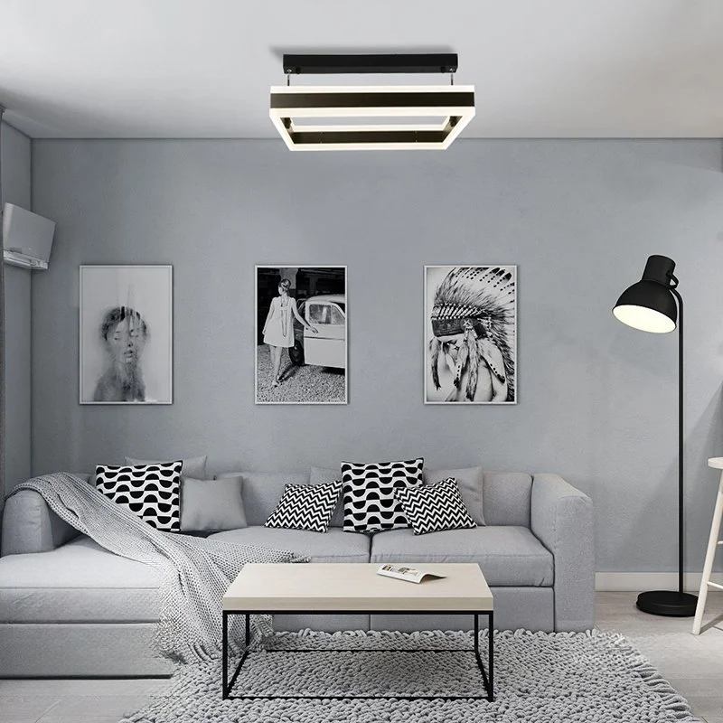 Подвесная Led квадратной формы 50*50 см для большой комнаты STELLA-100W-S-BLACK/WHITE