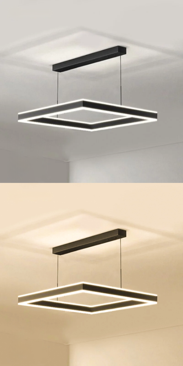 Подвесная Led квадратной формы 50*50 см для большой комнаты STELLA-100W-S-BLACK/WHITE