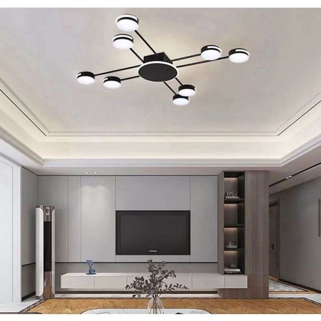 Чорна сучасна  LED люстра 134W на 9 ріжків для кімнати до 25 м² (SY-16068/8+1 BK)