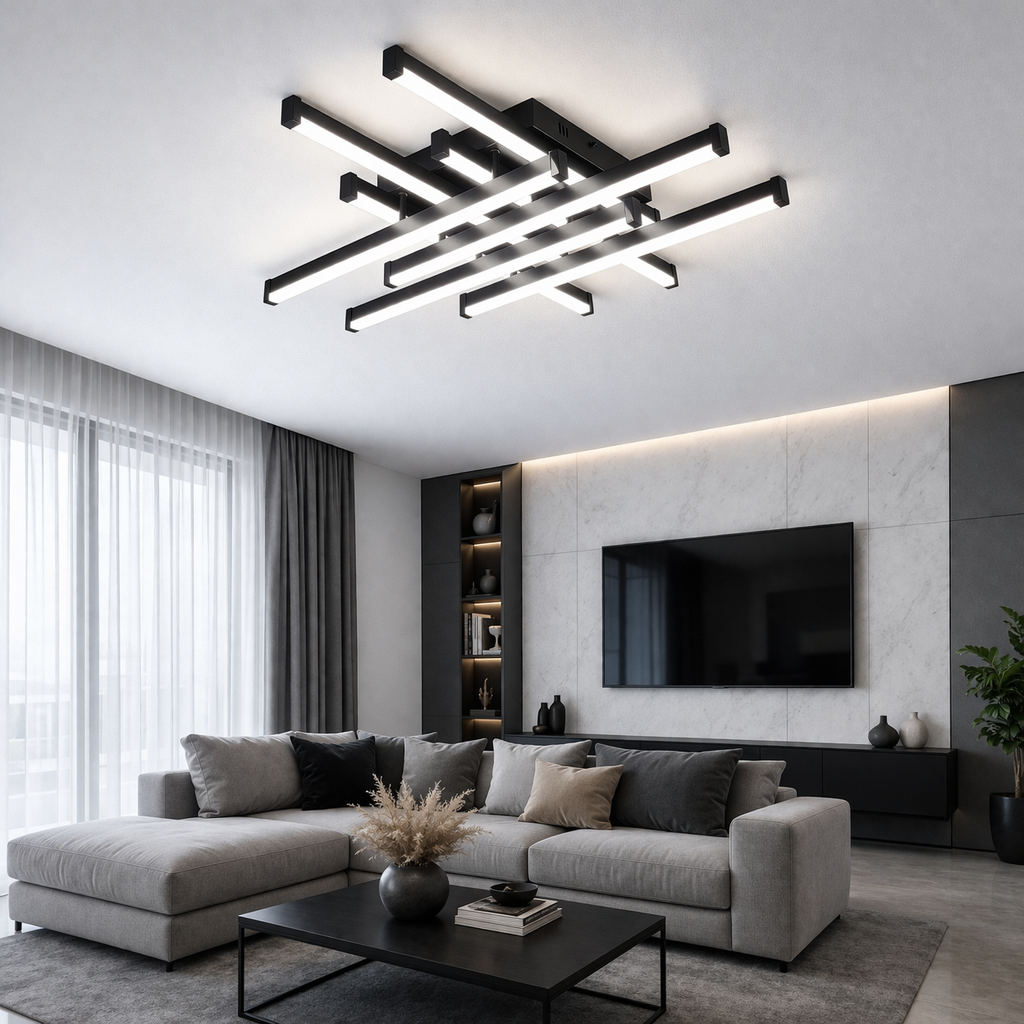 Світлодіодна Led люстра до 20м² чорного кольору 100 Wt без пульта Мегаполіс Black