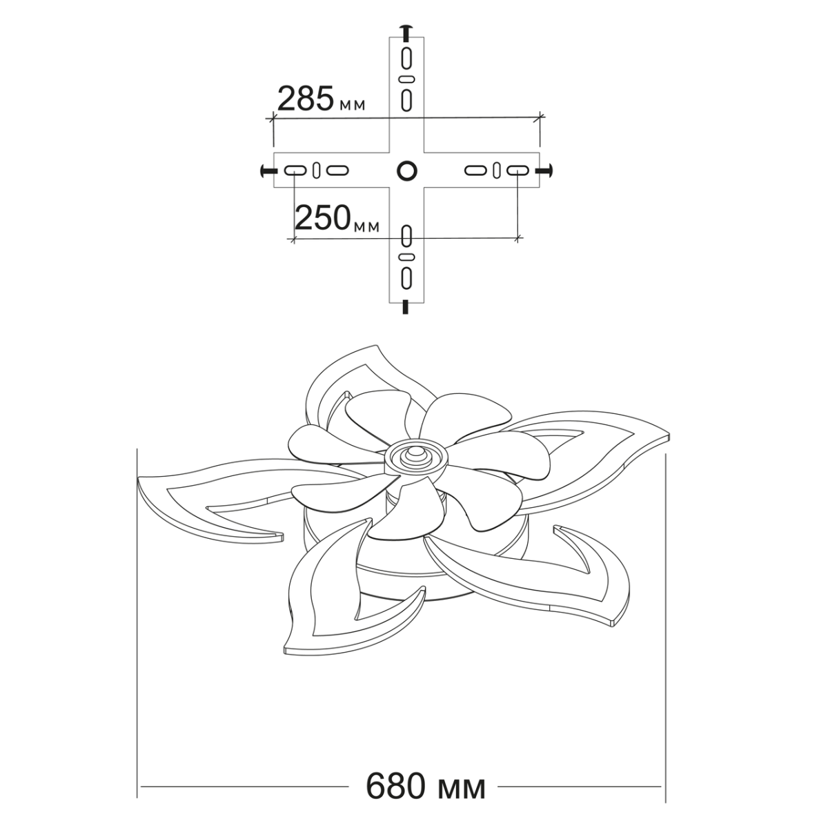 Led люстра з вентилятором до 18 м² форма лотос білий (FAN ELLA 72W+18W 5F)