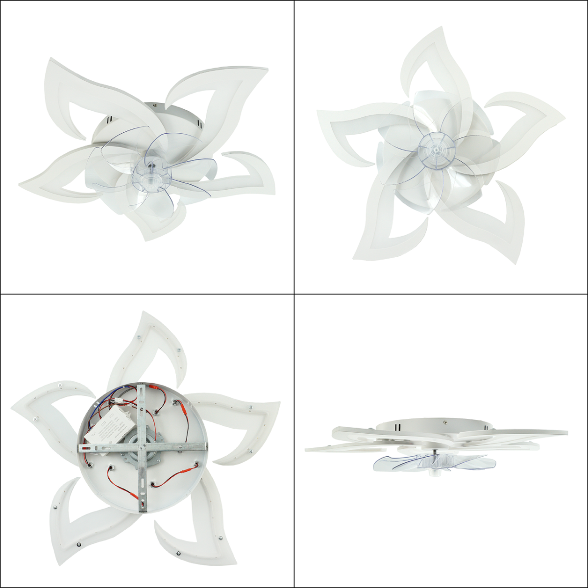 Led люстра з вентилятором до 18 м² форма лотос білий (FAN ELLA 72W+18W 5F)