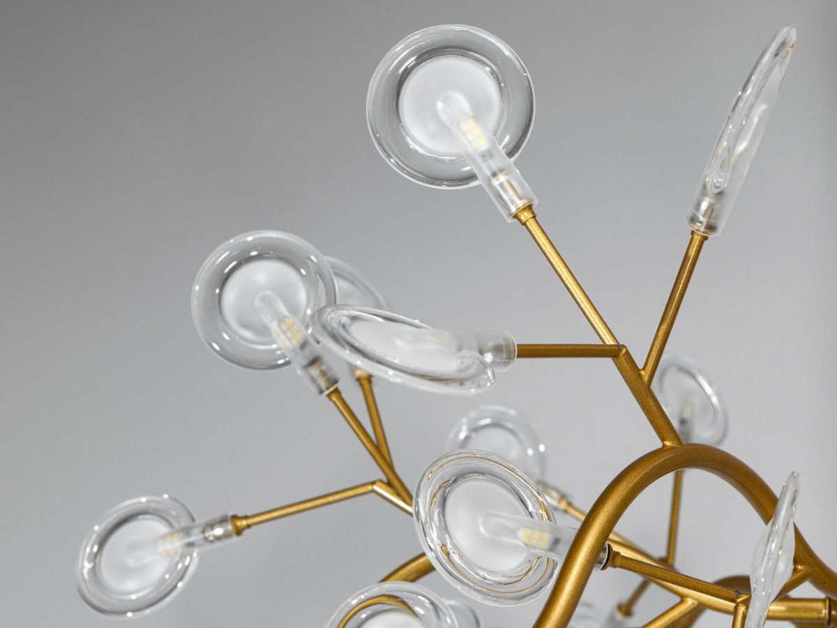 Дизайнерська підвісна люстра до 20м² "Світлячок" в стилі арт-деко в золоті (886-54C GD)