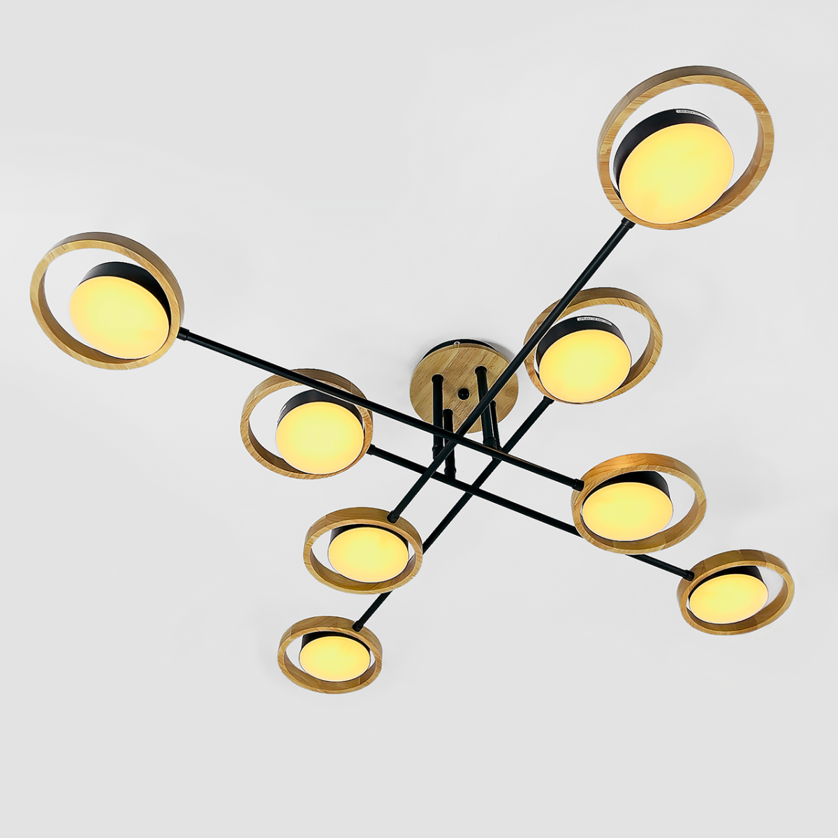 Сучасна Led люстра до 20 м² N4539/8 BK+WOOD