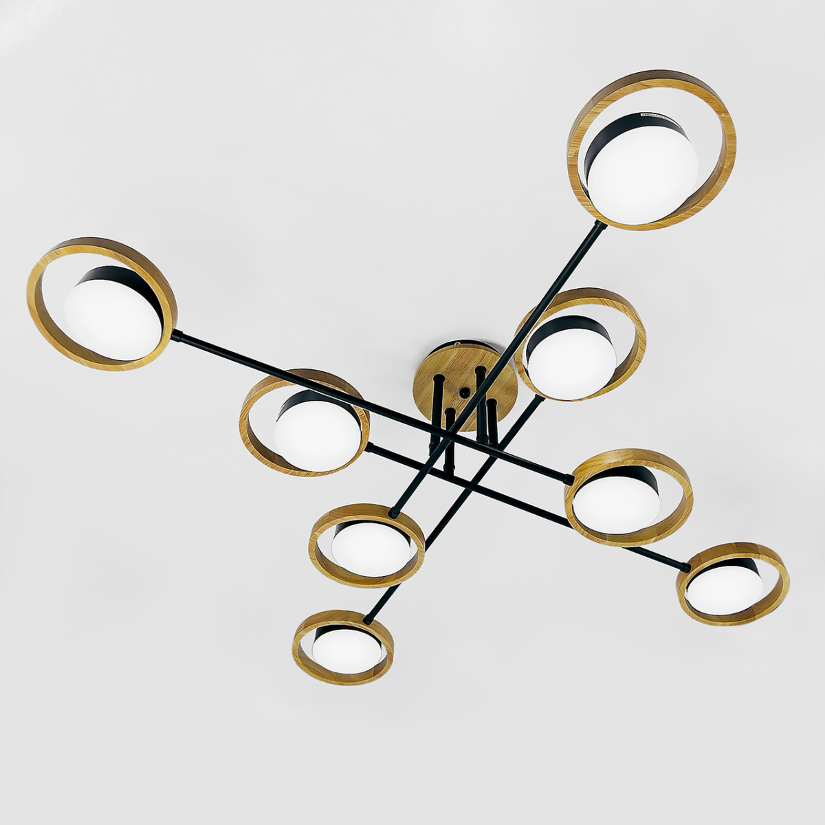 Сучасна Led люстра до 20 м² N4539/8 BK+WOOD