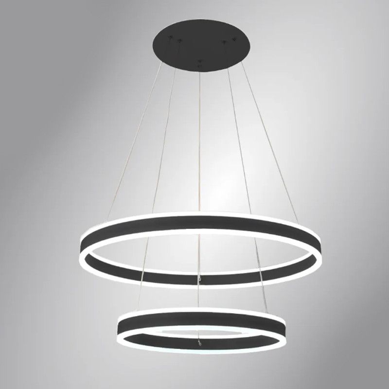Подвесная Led люстра два кольца 160 Вт  STELLA 160W 2R BLACK