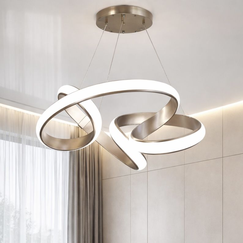 Підвісна LED люстра до 20м² діаметр 50 см. 151W Rose Gold Satin (B5CF)