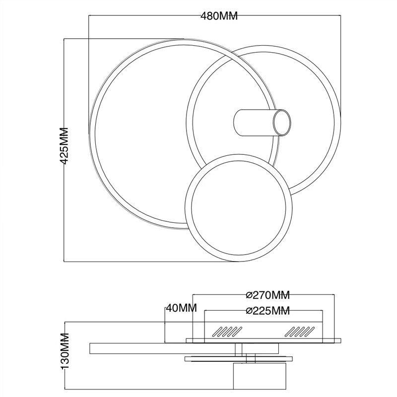 Кругла Led люстра 75 Вт з пультом до 18 м² чорно біла + спід (ECLIPSE 3R WHITE/BLACК 10441)