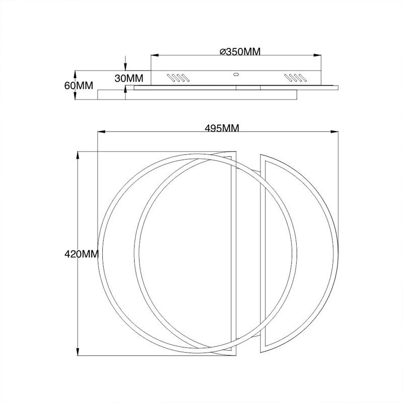 Круглая светодиодная Led люстра до 18 м² с пультом (ECLIPSE SAVIO 85W 2R WHITE/BLACК)