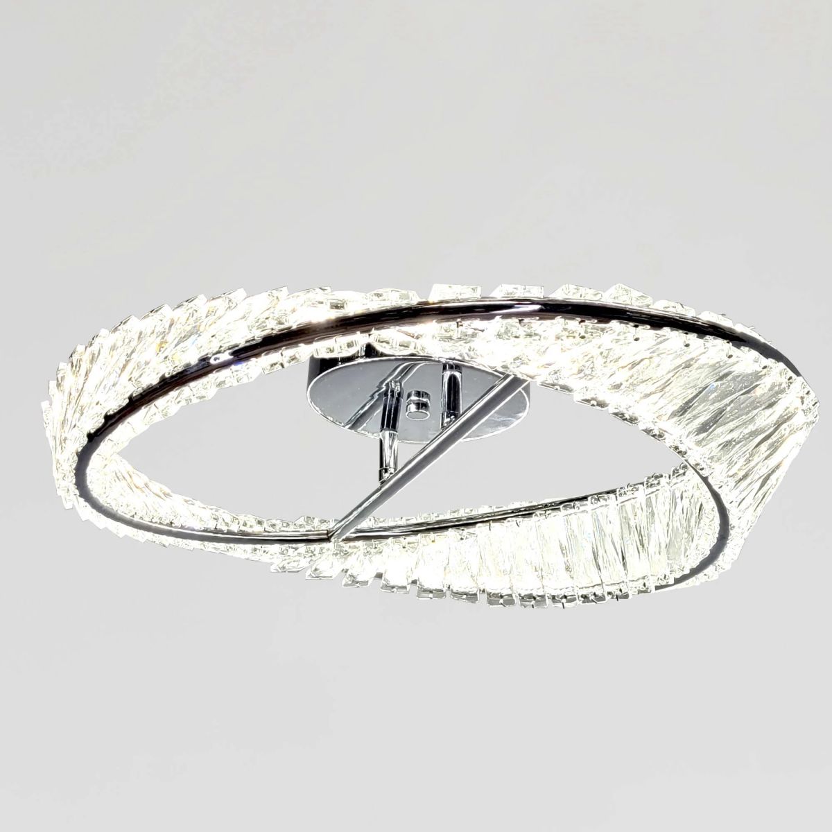 Кришталева Led люстра до 13м² срібна каблучка (562/500CH)