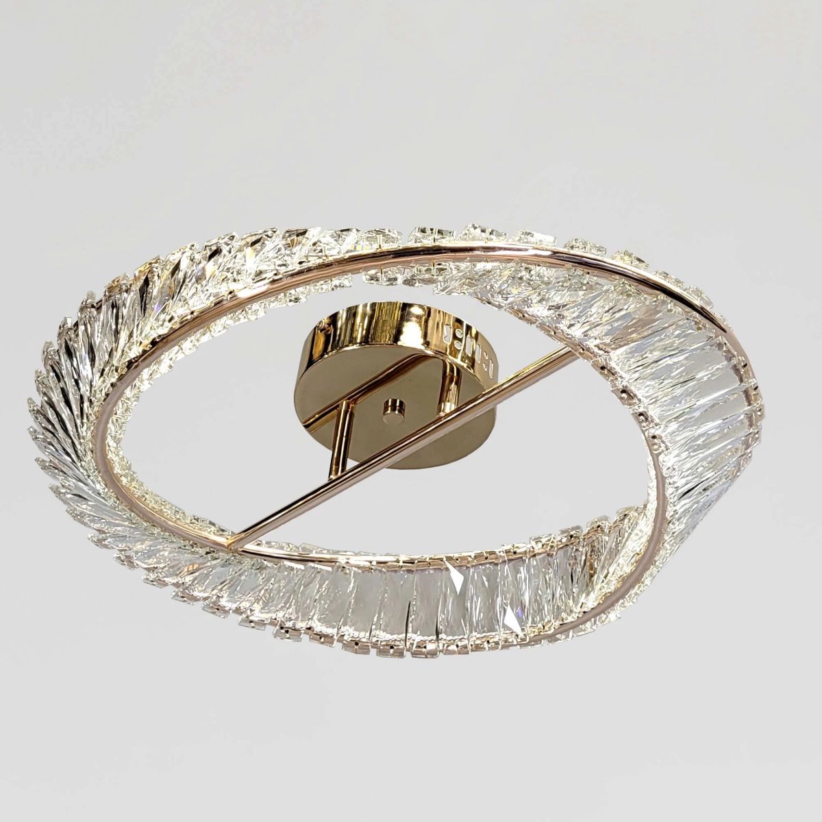 Кришталева Led люстра до 13м² золота каблучка з пультом "Golden Ring" (562/500CH)  