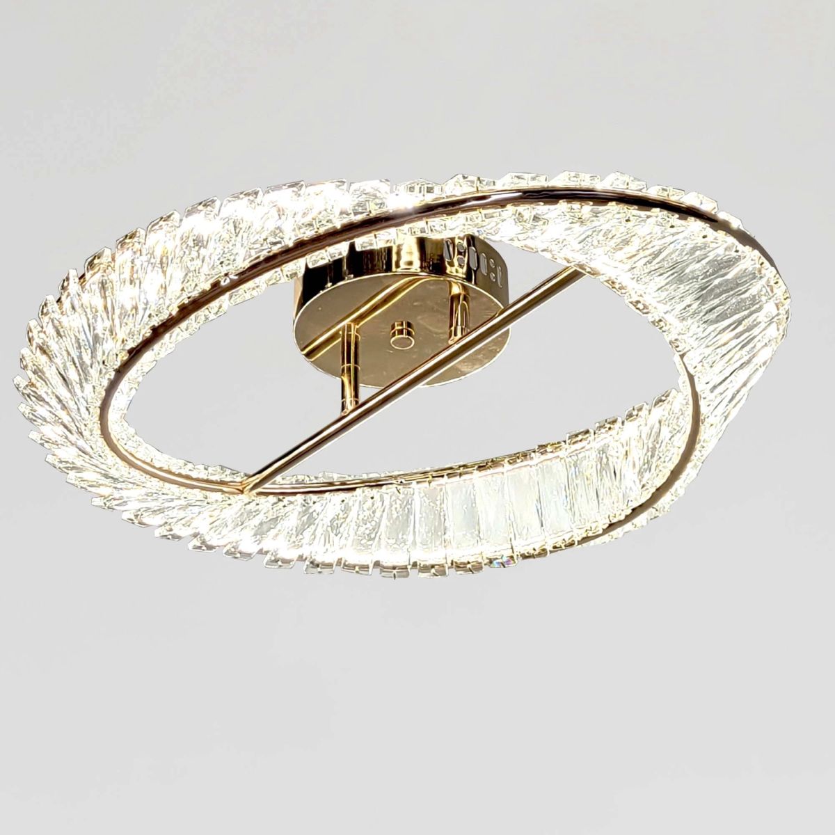 Кришталева Led люстра до 13м² золота каблучка з пультом "Golden Ring" (562/500CH)  