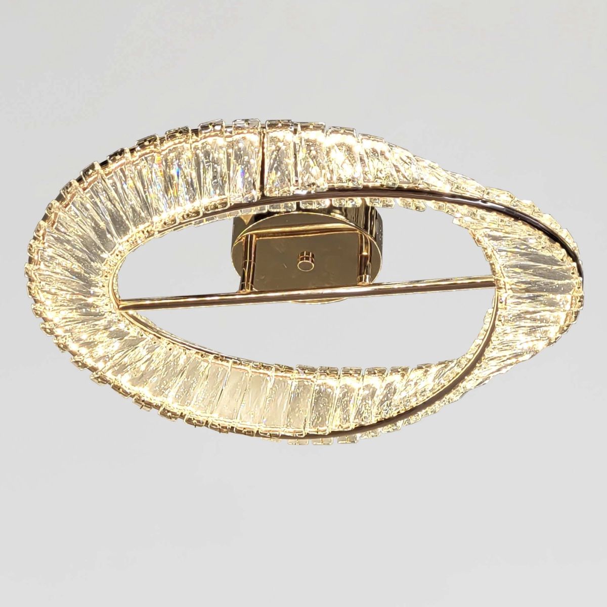 Кришталева Led люстра до 13м² золота каблучка з пультом "Golden Ring" (562/500CH)  