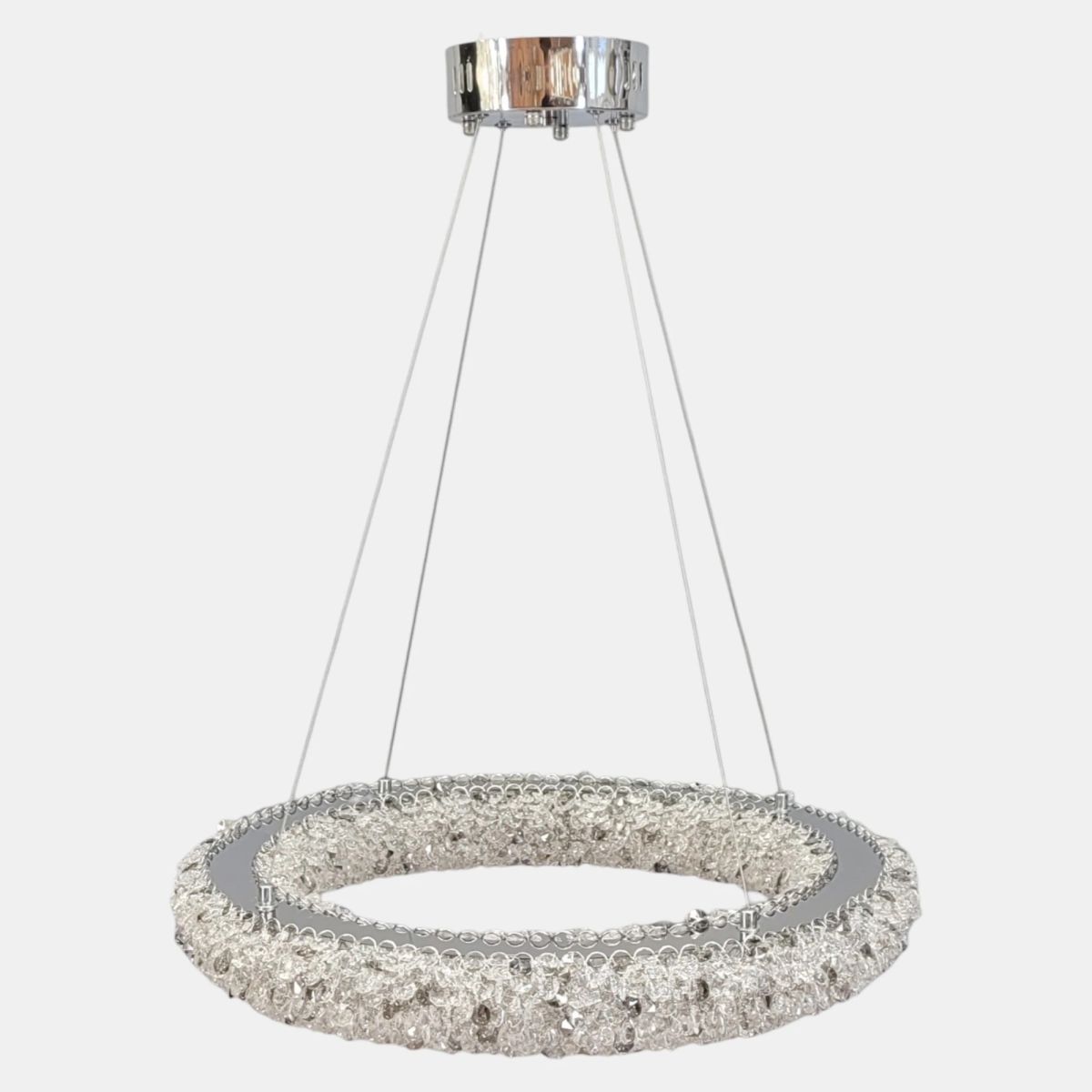 Сучасна кришталева Led люстра Pandora 70 Wt срібного кольору (567-600CH)