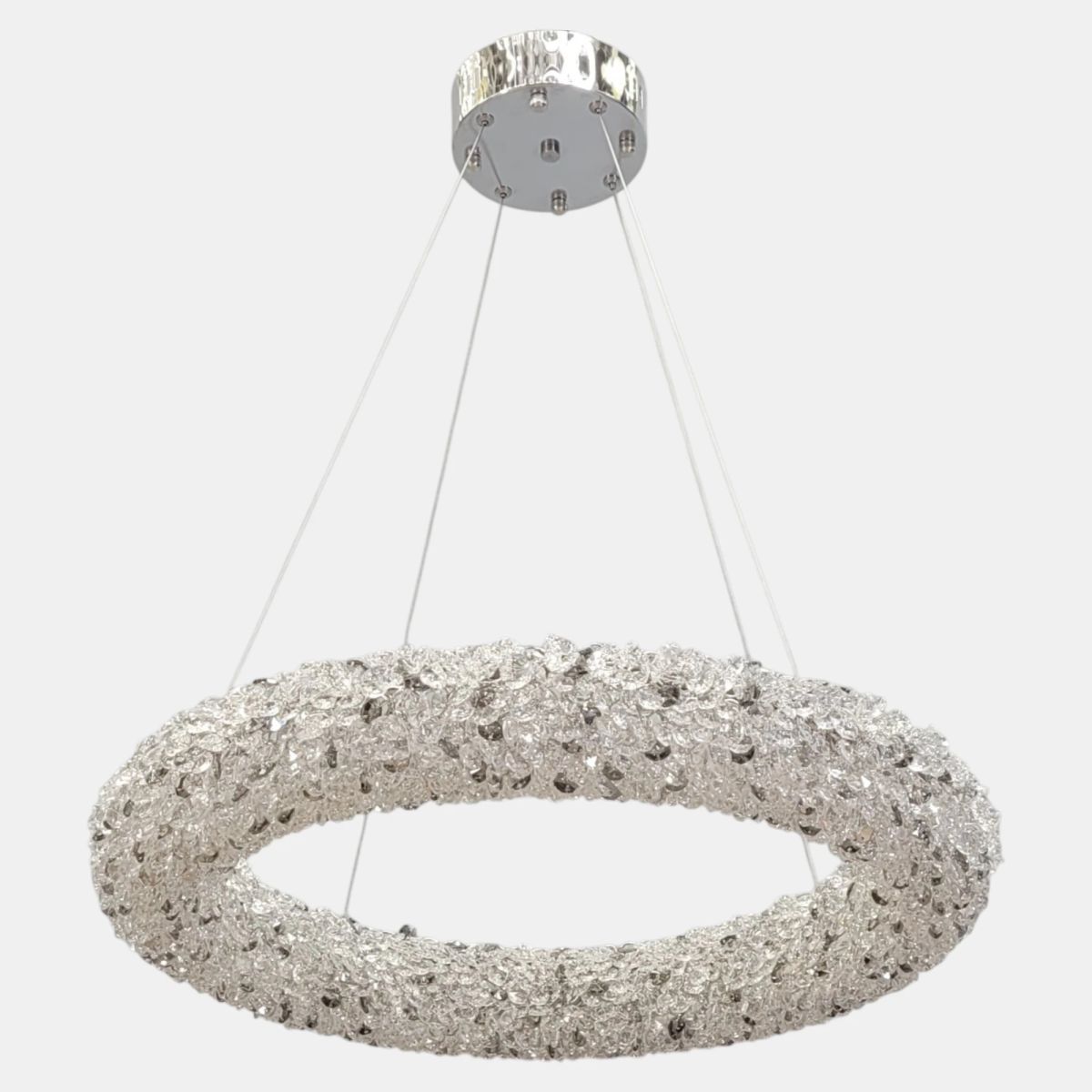 Сучасна кришталева Led люстра Pandora 70 Wt срібного кольору (567-600CH)
