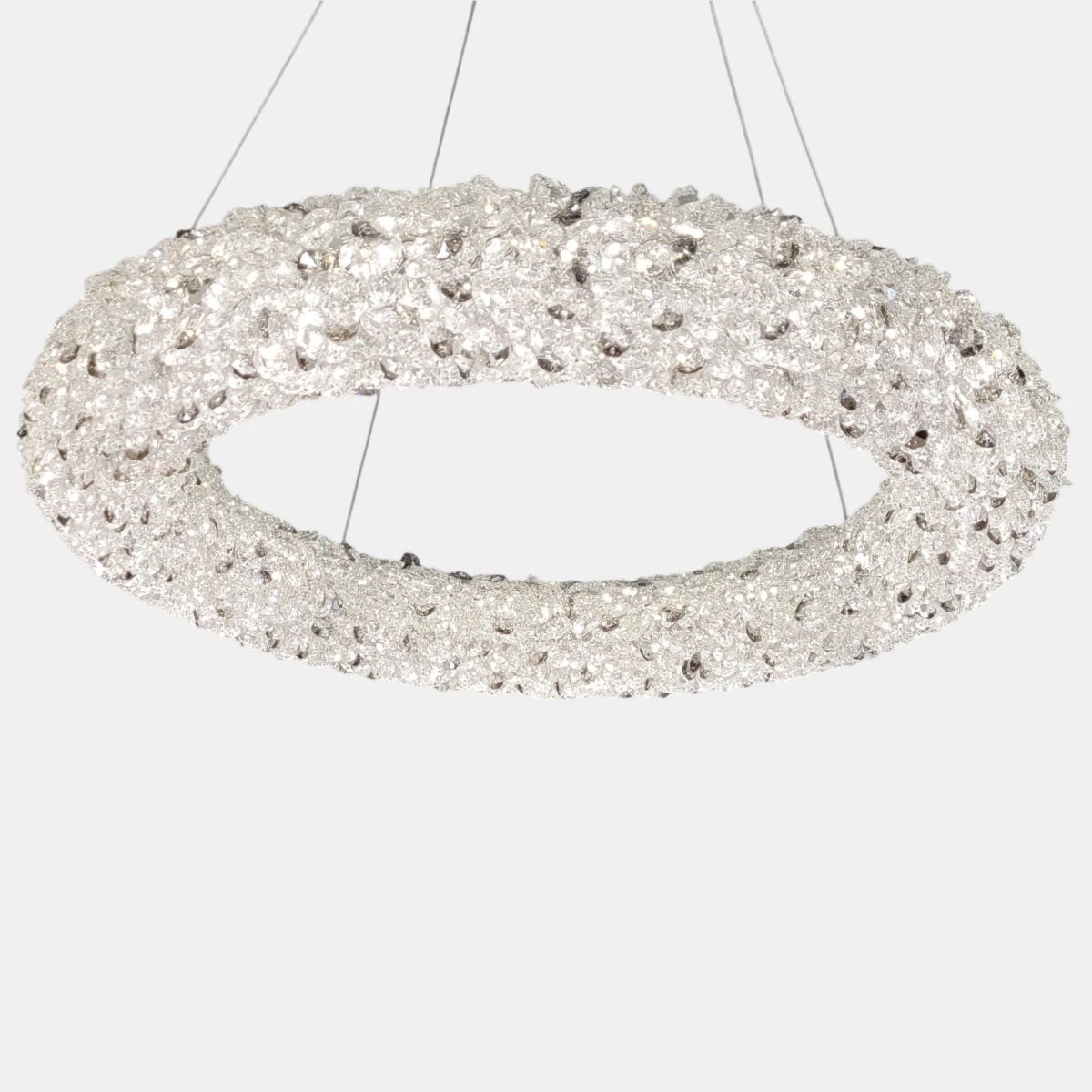 Сучасна кришталева Led люстра Pandora 70 Wt срібного кольору (567-600CH)