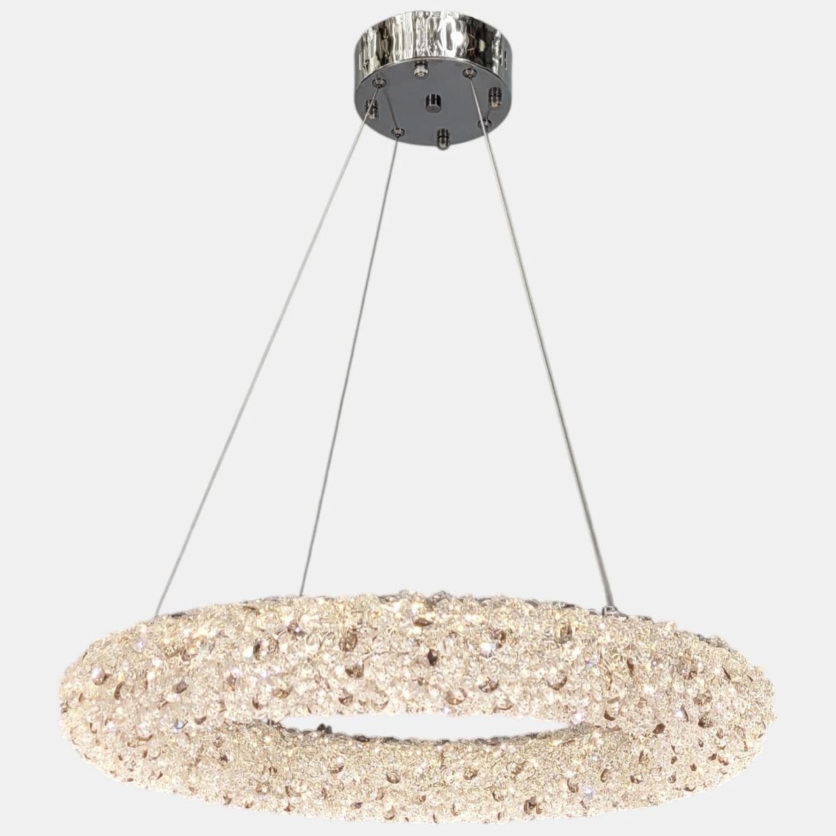 Сучасна кришталева Led люстра Pandora 70 Wt срібного кольору (567-600CH)