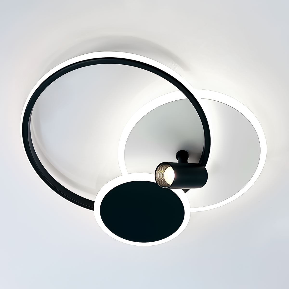Кругла Led люстра 75 Вт з пультом до 18 м² чорно біла + спід (ECLIPSE 3R WHITE/BLACК 10441)