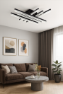 Стельова люстра прямокутна до 18 м² чорна 93W з пультом Cross Ice (WG5131/6ABK)