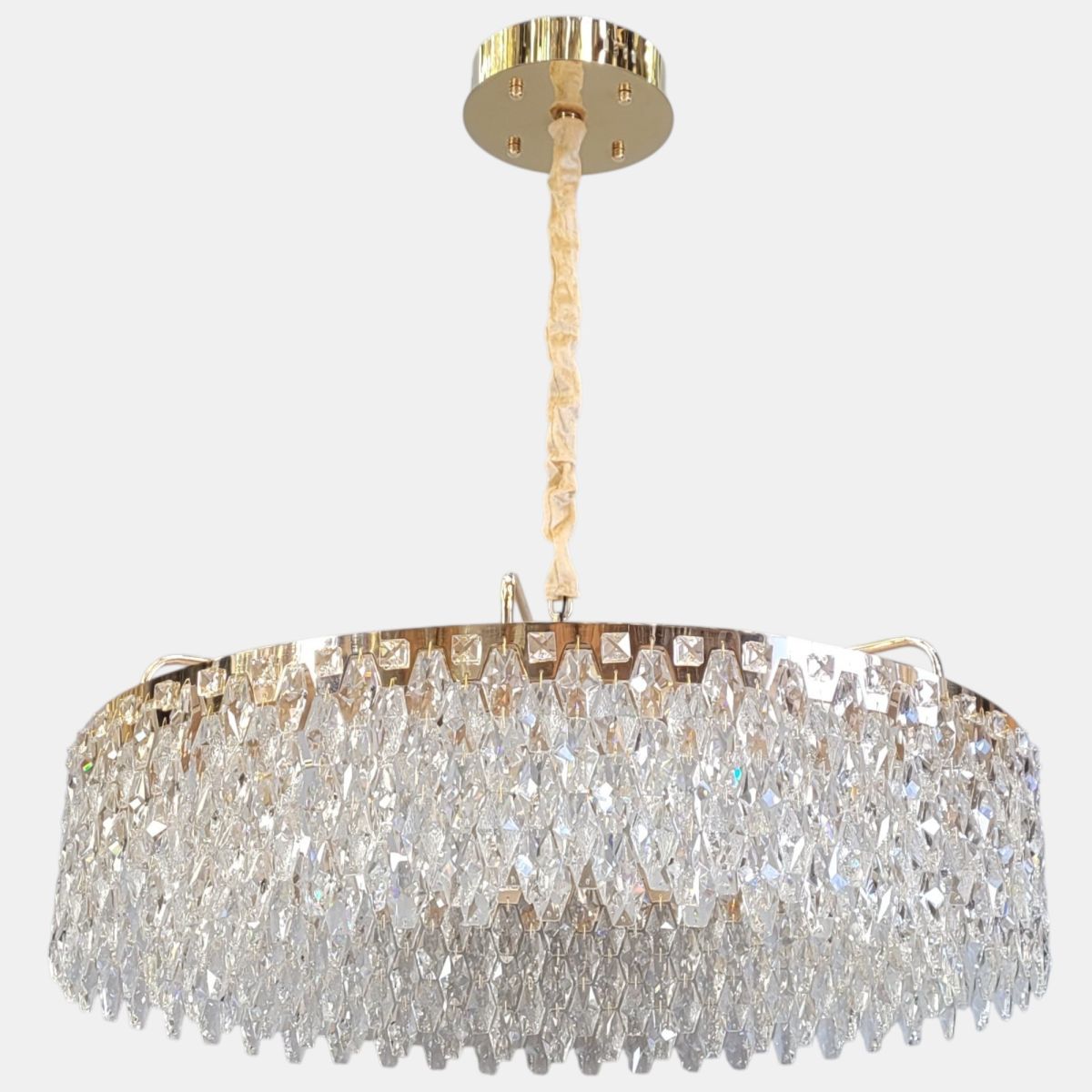 Кришталева Led люстра 80 см у золотому кольорі до 25 м² (582-800GD)