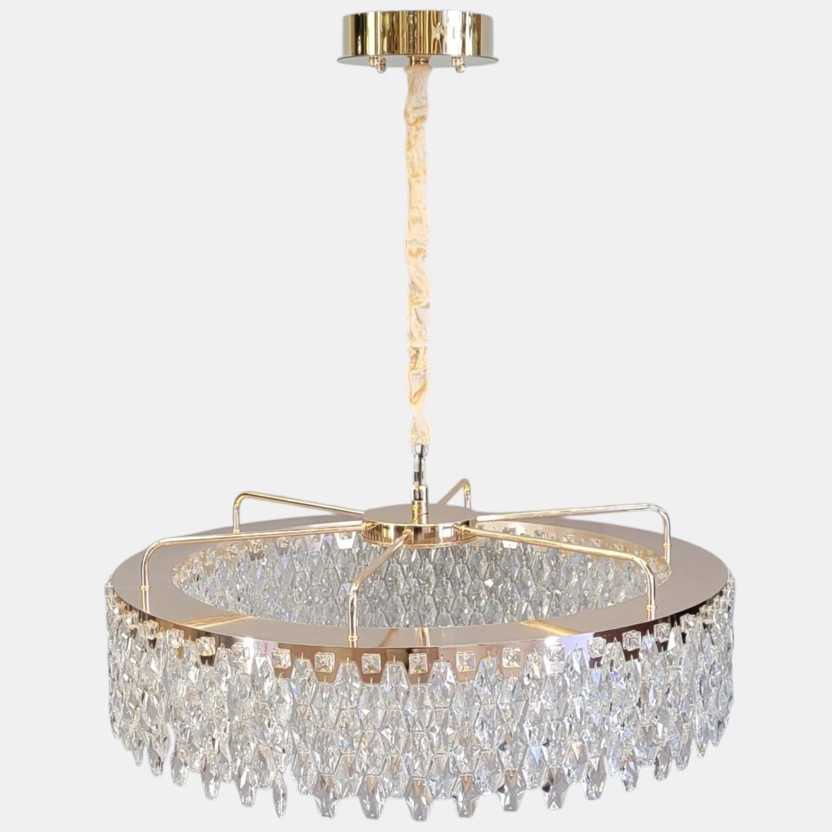 Кришталева Led люстра 80 см у золотому кольорі до 25 м² (582-800GD)