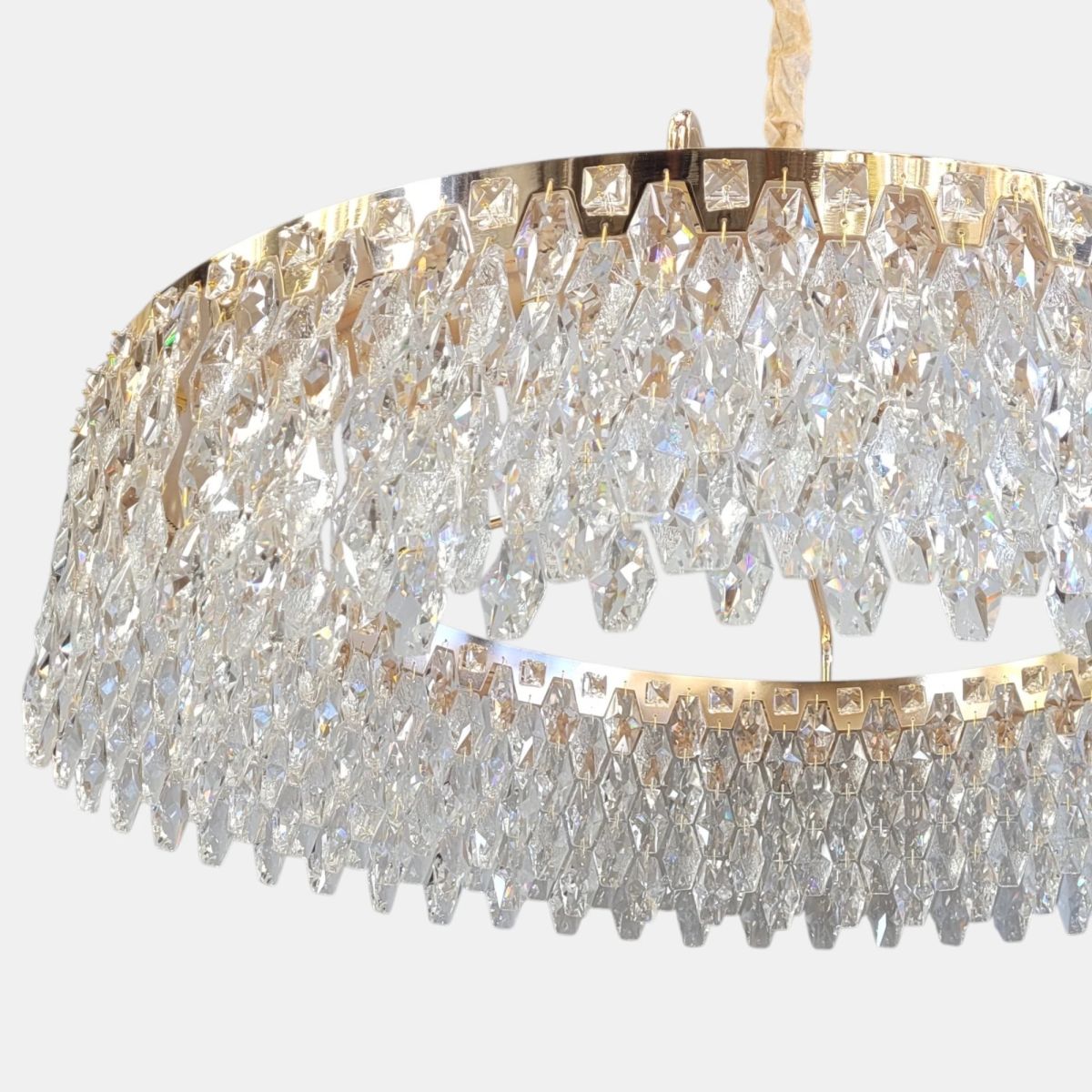 Кришталева Led люстра 80 см у золотому кольорі до 25 м² (582-800GD)