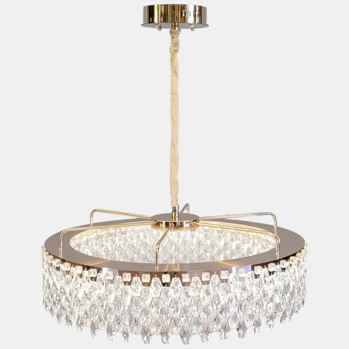Кришталева Led люстра 80 см у золотому кольорі до 25 м² (582-800GD)