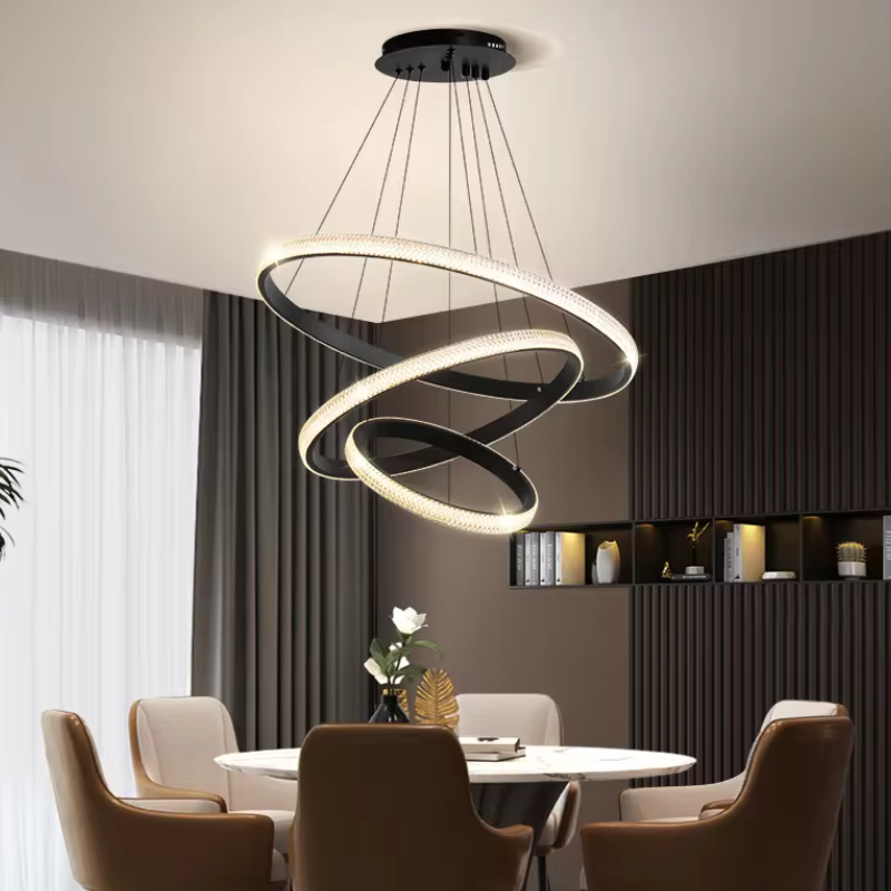 Светодиодная люстра на три кольца до 15 м² AKRILIKA 70W 3R чёрная