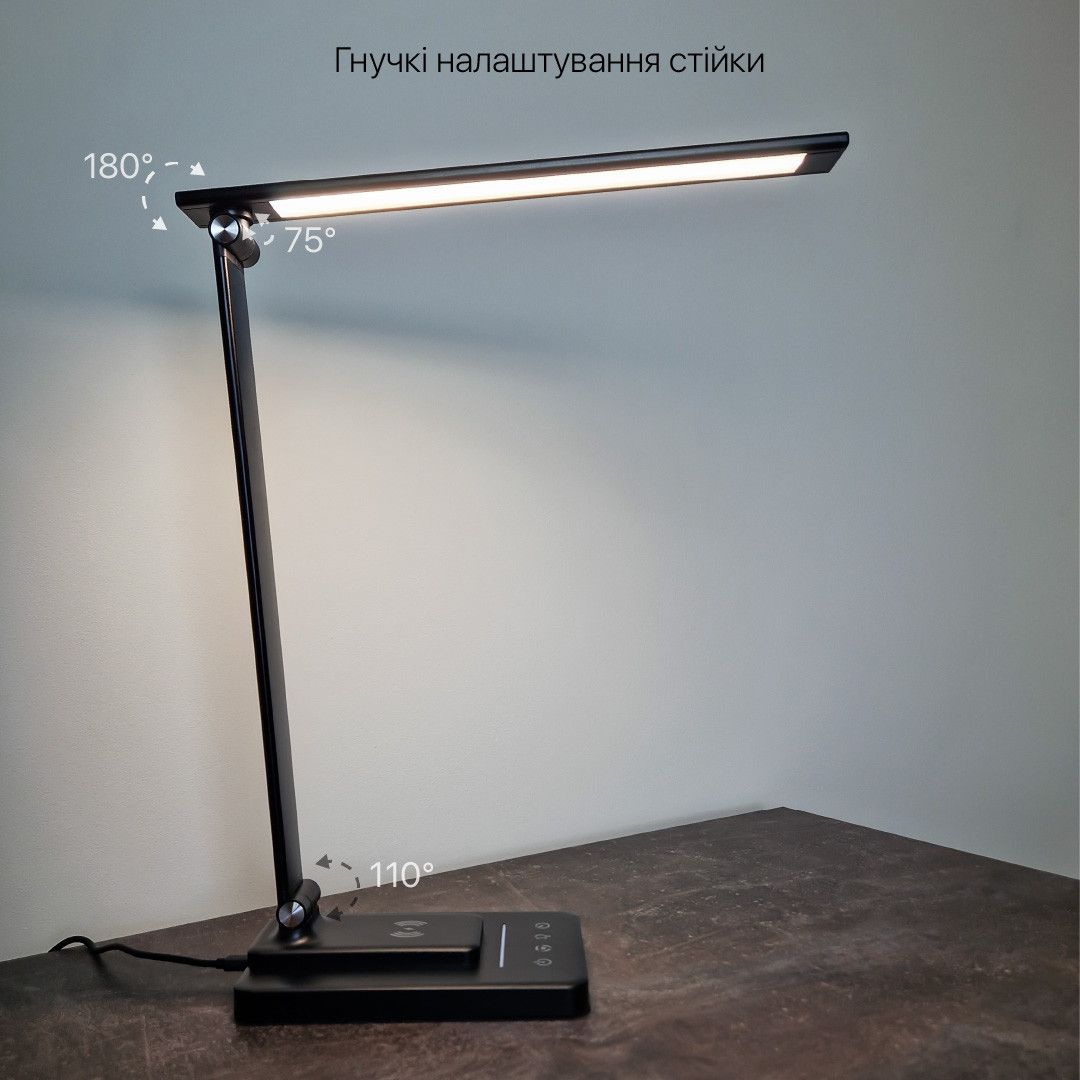 Настільна Led лампа 8W чорна Violux SLIM 450LM