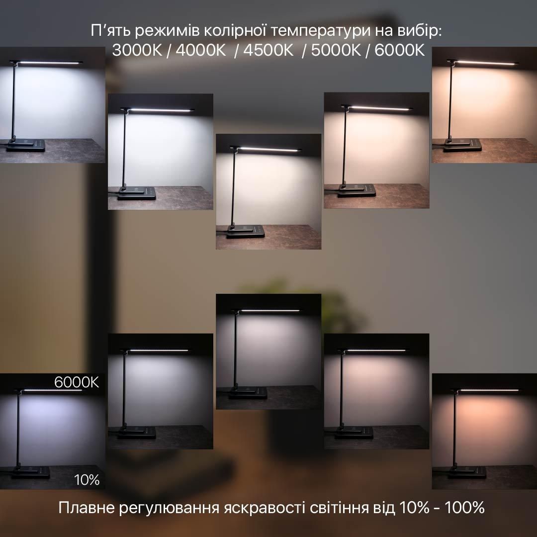 Настільна Led лампа 8W чорна Violux SLIM 450LM