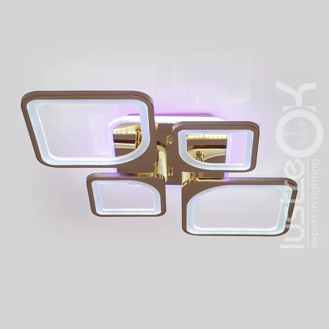 Люстра з пультом управління до 18м² та підсвічуванням Golden Squares (8060/2+2G LED 3color)
